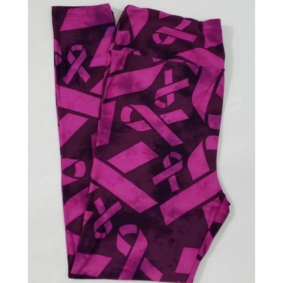 Lularoe TC BCA Leggings pink ribbons - Picture 1 of 4